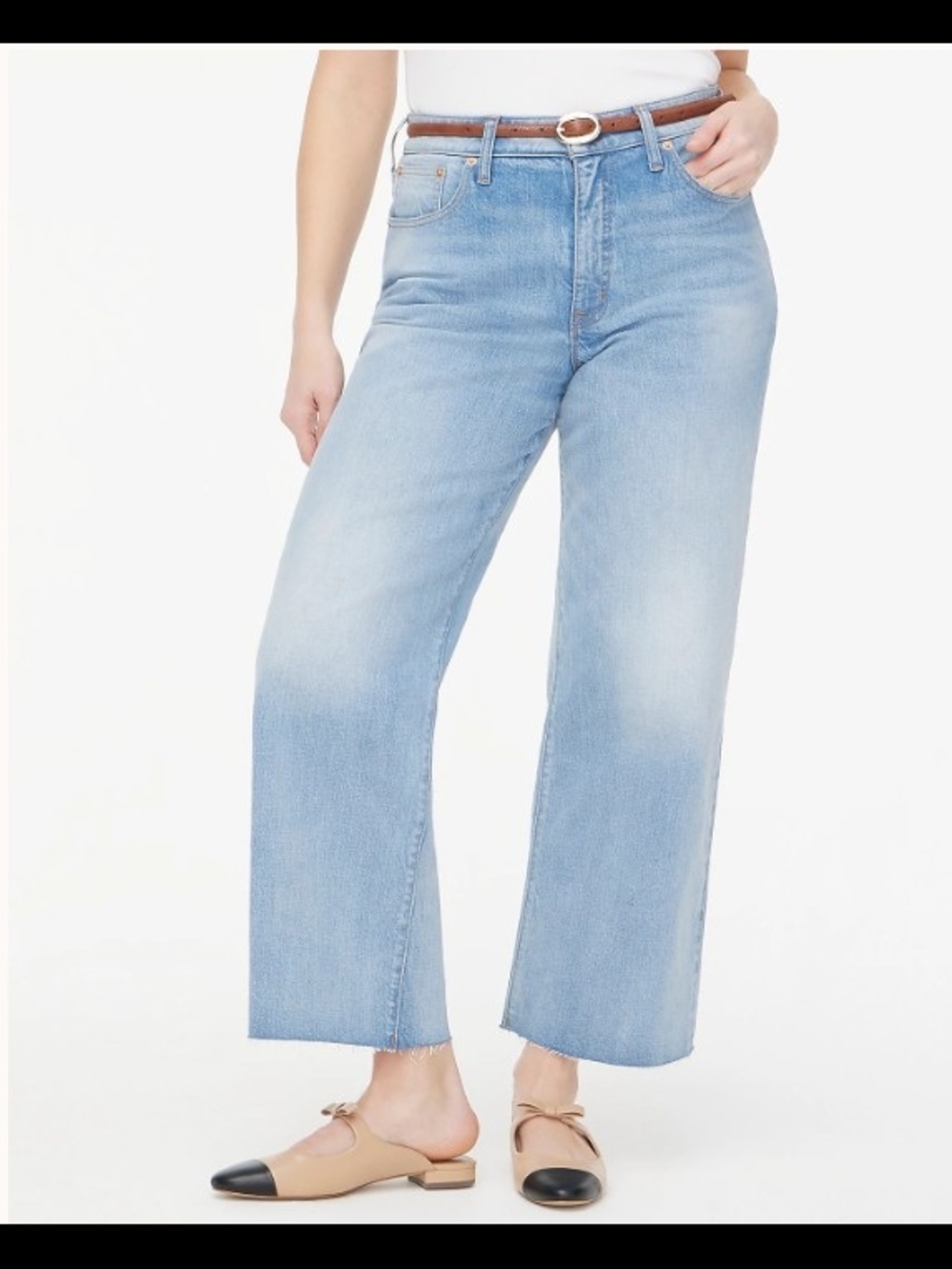J Crew Factory Curvy Wide-leg Cropped Jean All-day Stretch Size 32 Raw Hem
